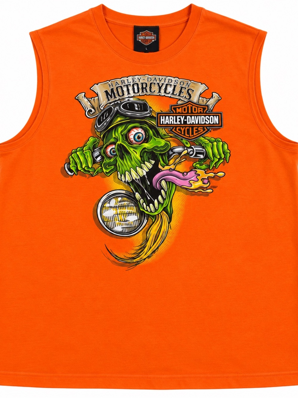 Harley-Davidson mens Orange Graphic Muscle Tee
